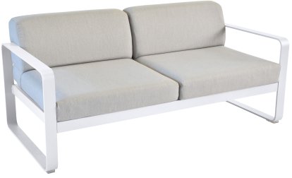 Canapé 2 places Bellevie, Gris flanelle, Blanc coton
