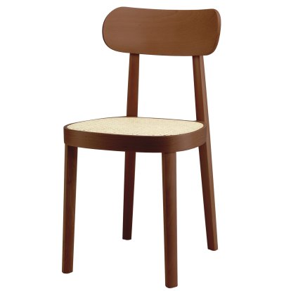 Chaise bois 118 / 118 M, Hêtre teinté couleur noyer, Cannage naturel