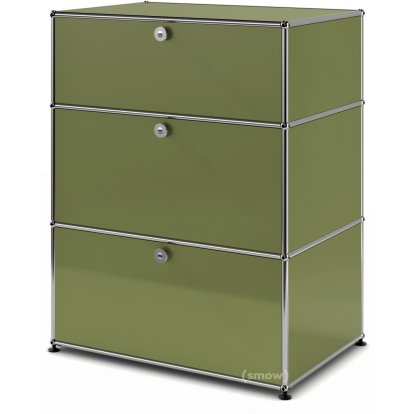 Commode USM Haller avec 3 tiroirs, H 95 + 4 x L 58 x P 50 cm, Vert olive RAL 6003