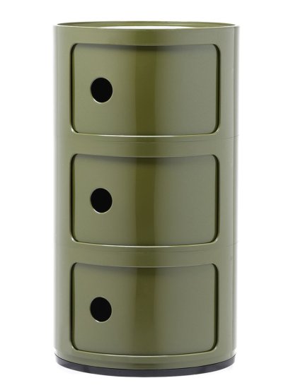 Conteneur d'appoint Componibili 3 tiroirs rond, Vert
