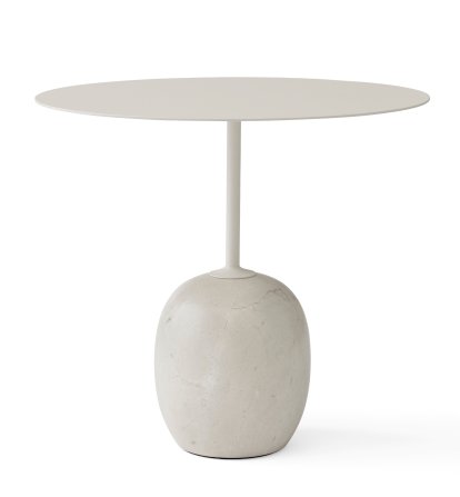 Table d'appoint Lato LN8 / LN9, Oval (L 50 x L 40 cm), Blanc ivoire & marbre Crema Diva