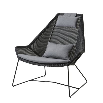 Fauteuil lounge Breeze Highback, Noir, Natté - Gris