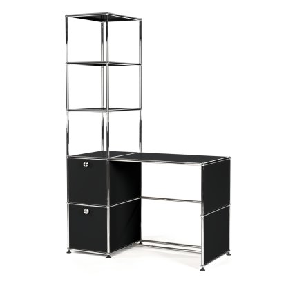 Bureau USM Haller avec étagère haute, Noir graphite RAL 9011