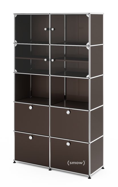 Vitrine USM Haller, H 179 x L 103 x P 38 cm, Marron USM, Sans serrures