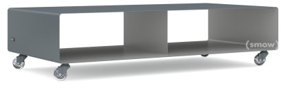 Meuble TV R 200, Bicolore   , Gris basalte (RAL 7012) - Aluminium blanc (RAL 9006), Roulettes transparentes