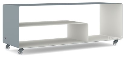 Sideboard R 111, Bicolore   , Gris basalte (RAL 7012) -  Blanc pur (RAL 9010), Roulettes transparentes