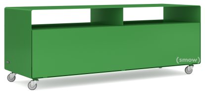 Meuble TV R 109, Monochrome, Vert printanier (RAL 6017), Roulettes industrielles
