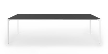Table extensible Maki, L 166-278 x L 90 cm, Fenix noir avec bord noir, Aluminium laqué blanc