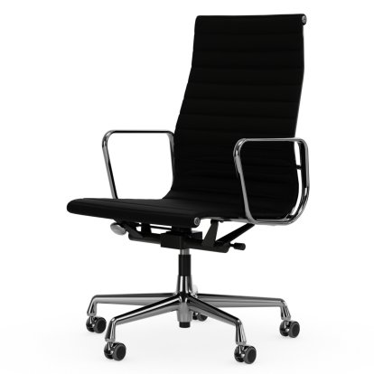 Aluminium Chair EA 119, Chromé, Cuir Premium F, Nero