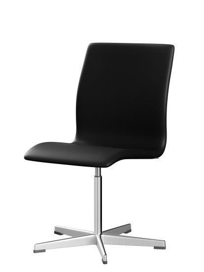 Chaise Oxford, Sans accotoirs, Dossier bas, Piètement fixe, Cuir souple, Noir