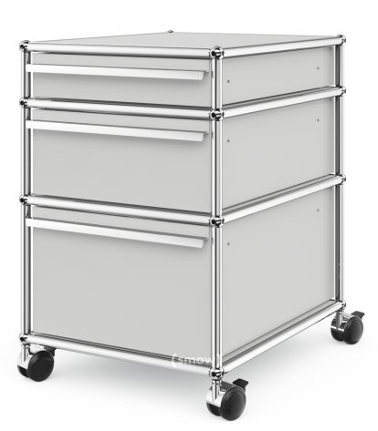 Caisson à roulettes USM Haller 3 tiroirs Type 2, Sans serrures, Gris clair RAL 7035