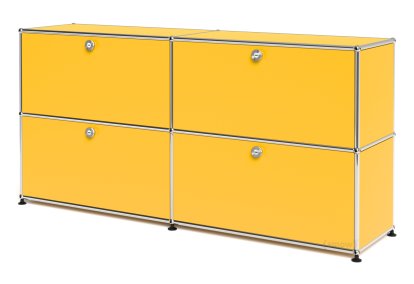 Meuble de rangement Sideboard L USM Haller, personnalisable, Jaune or RAL 1004, Avec 2 portes abattantes, Avec 2 portes abattantes