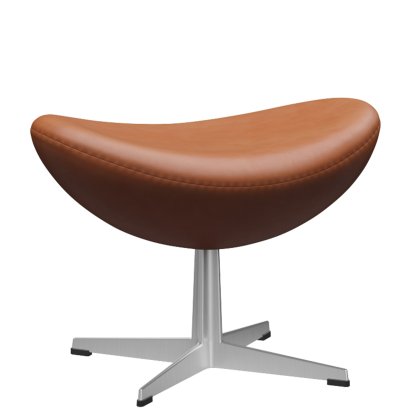 Repose-pied l'Oeuf, Cuir Grace, Walnut, Aluminium satiné et poli
