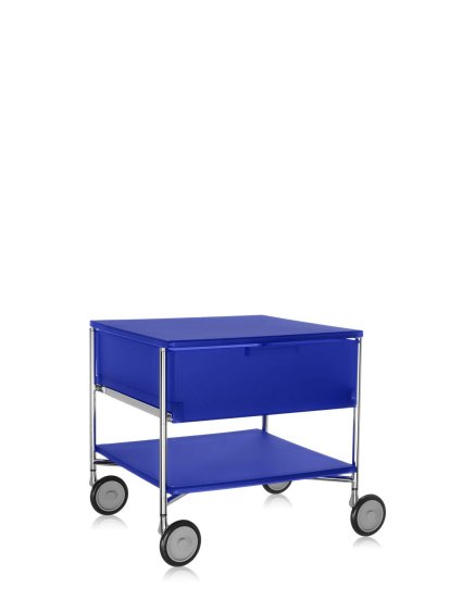 Caisson Mobil,  1 tiroir - 1 compartiment, Opalin, Bleu cobalt
