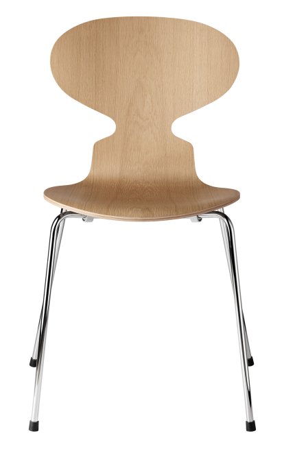 Chaise Fourmi (Ant), Bois laqué clair, Chêne naturel , Chromé