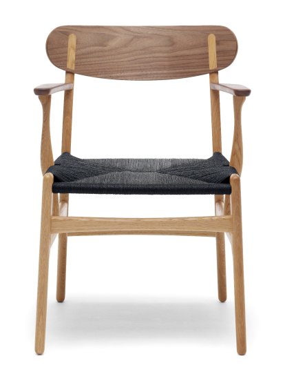 Chaise CH26, Chêne/noyer huilé, Noir