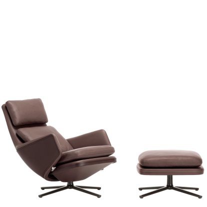 Fauteuil Grand Relax, Avec repose-pieds, Cuir Premium F, marron, Noir basic, 41,5 cm
