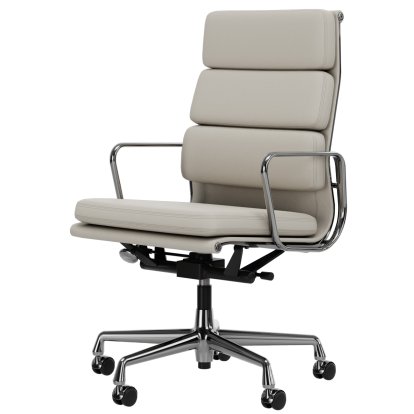 Soft Pad Chair EA 219, Chromé, Cuir Premium F neige, Plano blanc, Durs pour tapis