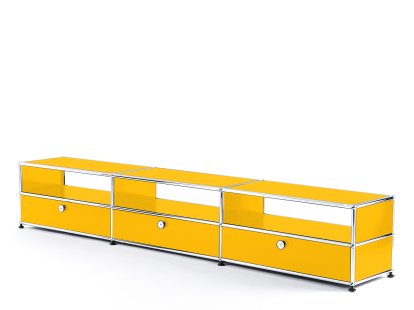 Meuble Hi-Fi bas Lowboard USM Haller, Jaune or RAL 1004