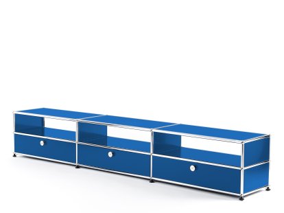Meuble Hi-Fi bas Lowboard USM Haller, Bleu gentiane RAL 5010