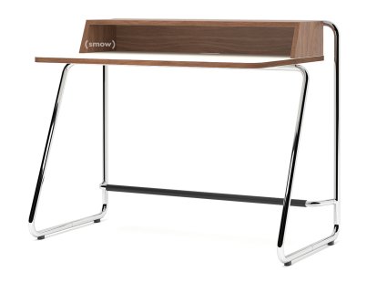 Secrétaire S 1200, ThonetDur blanc avec bords noyer, Noyer huilé, Chromé
