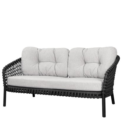 Grand canapé 2 places Ocean Lounge, Open soft Rope – Dark grey, Tissé - Marron clair