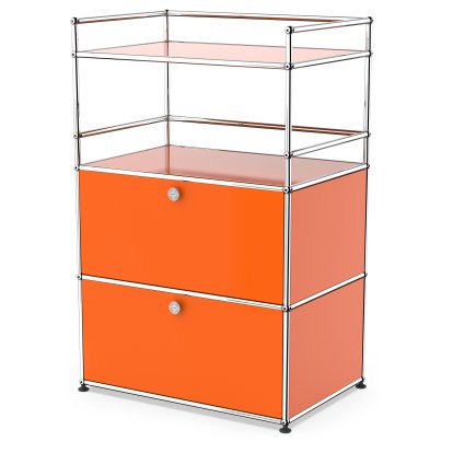 USM Haller meuble mini-bar, Orange pur RAL 2004, Avec 2 portes abattantes