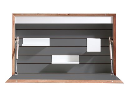 Secrétaire mural Flatbox, Mélaminé anthracite avec bords bouleau (paquet technologique 1)