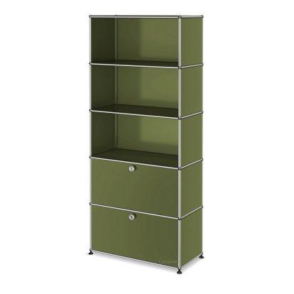 Étagère à dossiers USM Haller 2 portes battantes, Vert olive RAL 6003
