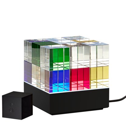 Lampe de table Cube Light, Noir, laqué, Coloré, Avec télécommande