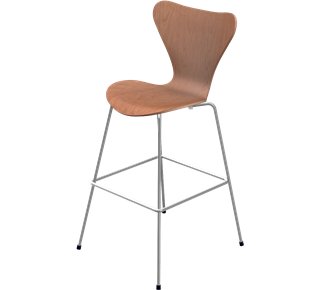 Chaise de bar Série 7 3187/3197, 76 cm, Bois laqué clair, Cerisier naturel 