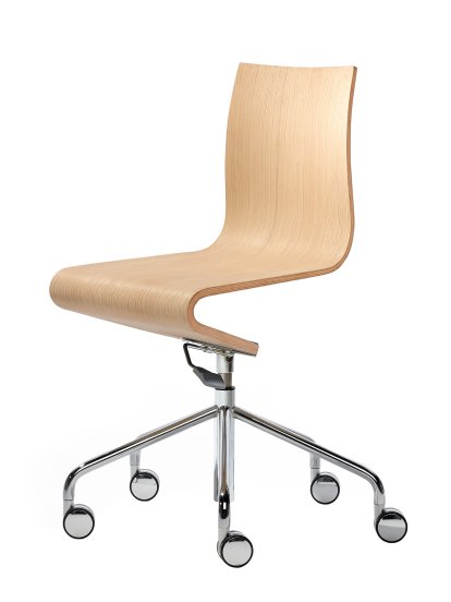 Chaise de bureau Seesaw, Chromé avec ressort à gaz, Sans accoudoirs, Chêne naturel