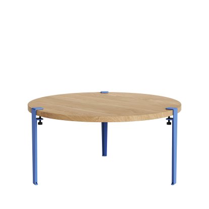Table basse Brooklyn Tiptoe, Finition chêne, Bleu azur