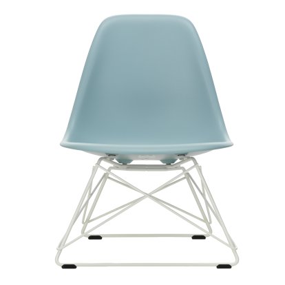 Eames Plastic Side Chair LSR, Gris bleuté, Sans rembourrage, Revêtement thermolaqué blanc
