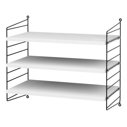 Étagère murale S String, 30 cm, Noir, Laqué blanc