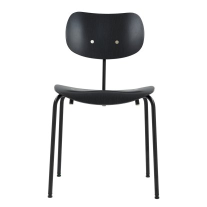 Chaise SE 68, Empilable, Sans rembourrage, Poudre noir mat, Sans accoudoirs, Hêtre, teinté noir