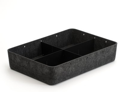 Boîte USM Inos, L 45,3 x H 9,5 cm, Anthracite, Séparation 3