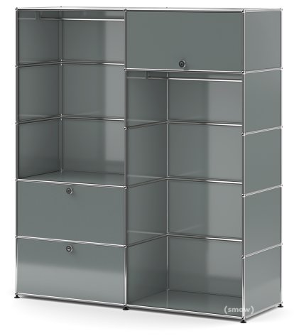 Penderie USM Haller L avec 2 tringles, Gris moyen RAL 7005