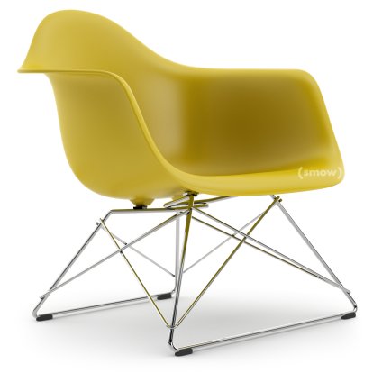 Eames Plastic Armchair LAR, Moutarde, Sans rembourrage, Chromé