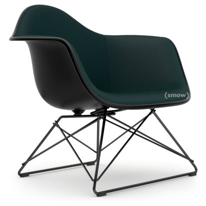 Eames Plastic Armchair LAR, Noir profond  , Rembourrage pétrole / marron marais, Revêtement basic dark