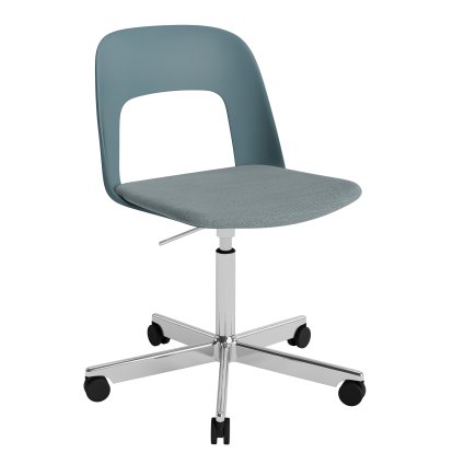 Chaise pivotante Layout 143 avec assise rembourrée, Océan / Mode 045, Aluminium poli