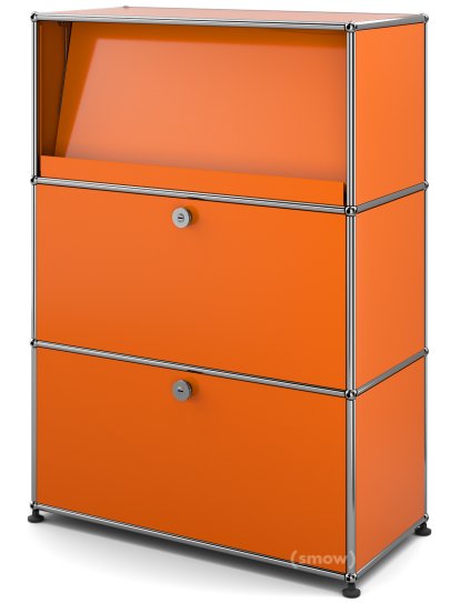 Meuble haut Highboard M USM Haller avec présentoir incliné, Orange pur RAL 2004