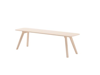 Banc Meyer, 160 x 42 cm, Frêne ciré avec pigment blanc