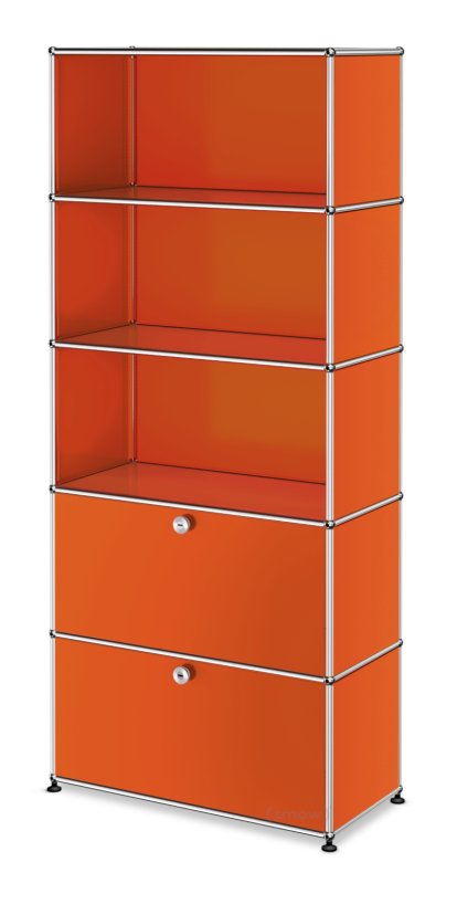 Étagère à dossiers USM Haller 2 portes battantes, Orange pur RAL 2004