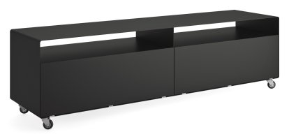 Meuble TV R 110, Monochrome, Noir profond (RAL 9005), Roulettes industrielles