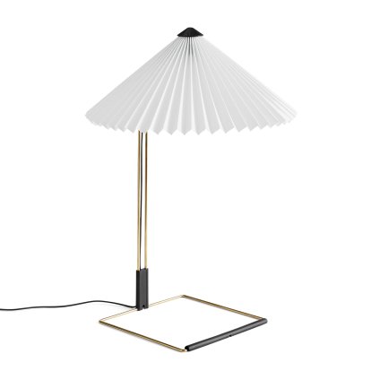 Lampe de table Matin, Ø 380 mm, Blanc, Laiton poli