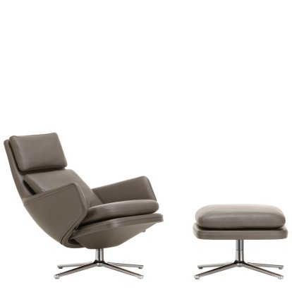 Fauteuil Grand Relax, Avec repose-pieds, Cuir Premium F, gris umbra, Poli, 46,5 cm