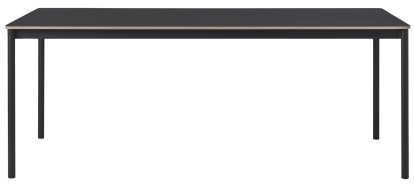 Table Base, L 190 x L 85 cm, Linoléum noir avec bord en contreplaqué, Noir