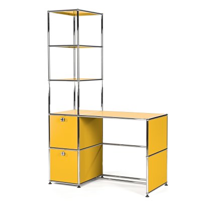 Bureau USM Haller avec étagère haute, Jaune or RAL 1004