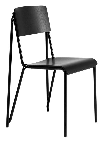 Chaise Petit Standard, Chêne teinté noir, Acier thermolaqué noir